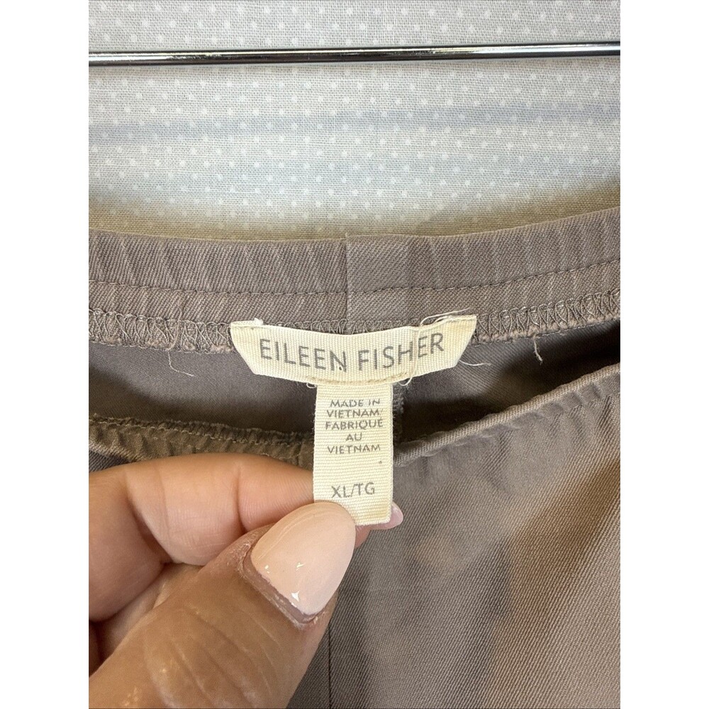 Eileen Fisher XL Stone Organic Cotton Stretch Slim Ankle Pant Side Zip 38 Waist - Picture 2 of 6